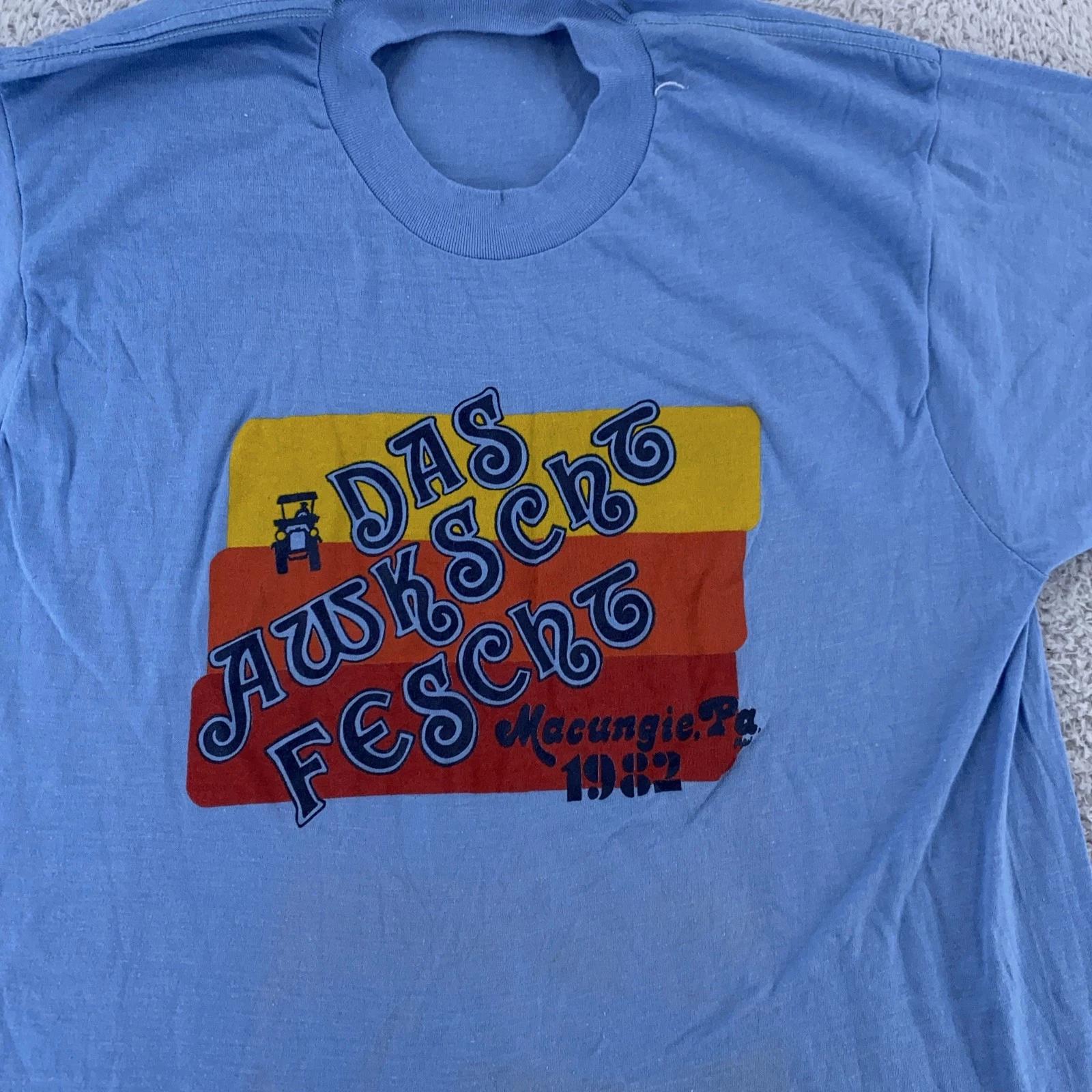 

Vintage 1982 Das Awkscht Fescht Shirt Mens XS/S Macungie PA Car Show 80s Tee 4XL