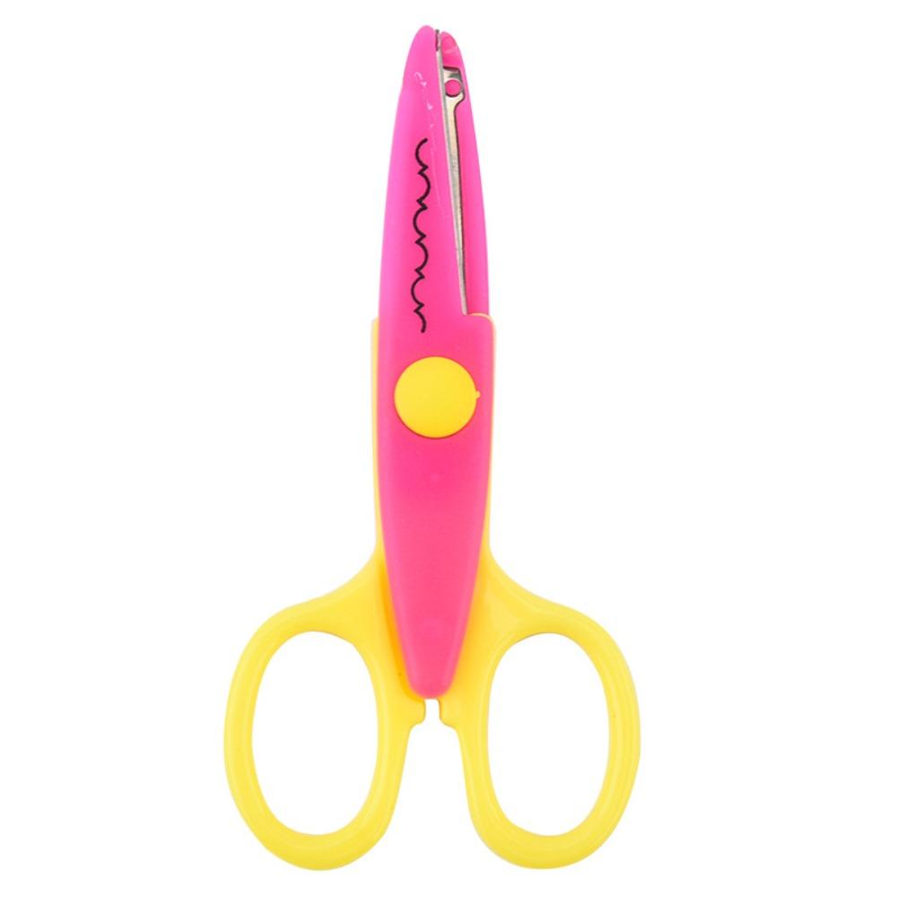 1/6PCS DIY Color Lace Scissors Comfortable Hand Wavy Pattern Art Safety Scissors Small Round Head Stationery Paper Cutter