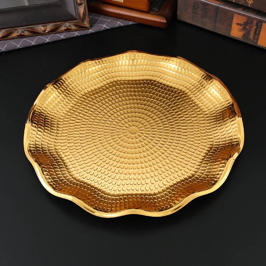 New Hammer Pattern European Round Tray, Edge Saucer, Tea Set Tray, Afternoon Tea, Cake, Fruit Snack Cake Tray