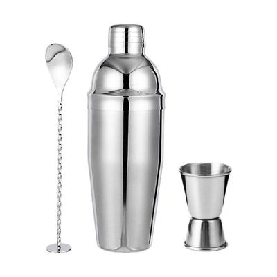 Stahl 3-teiliges Barkeeper Getränke Shaker und Jigger Löffel Werkzeugset zum Mixen von Cocktails Heimgebrauch Partys und professionelle Bar