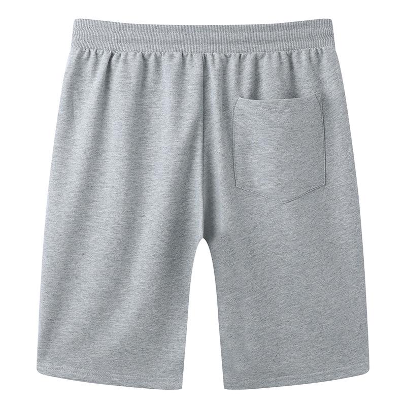 Men's Cotton Casual Elastic Waist Shorts - Breathable, Sweat-Absorbent, Solid Color for Sports, Beach, & Home