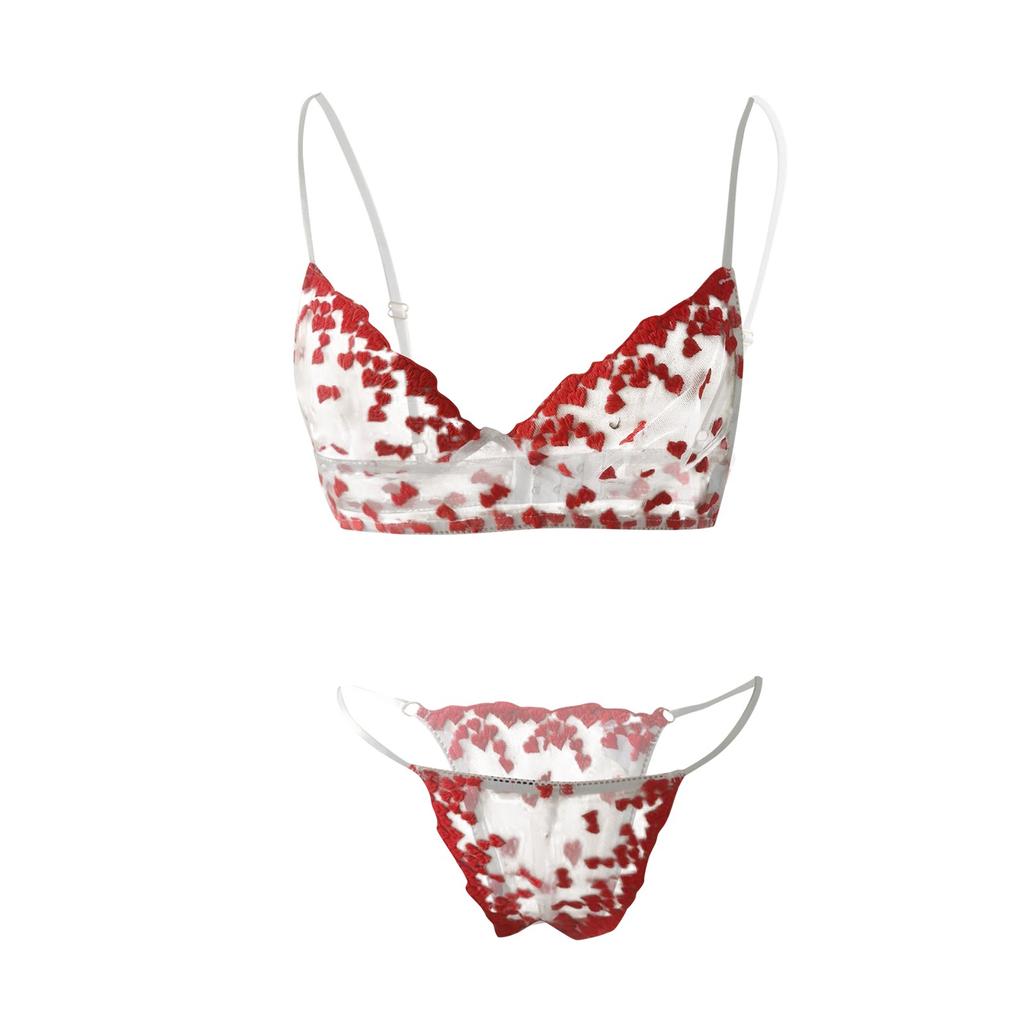 Ladies Sexy Solid Color Lace Sling Bra Lace-Up Panties Two-piece Split Sexy Suit With Steel Ring