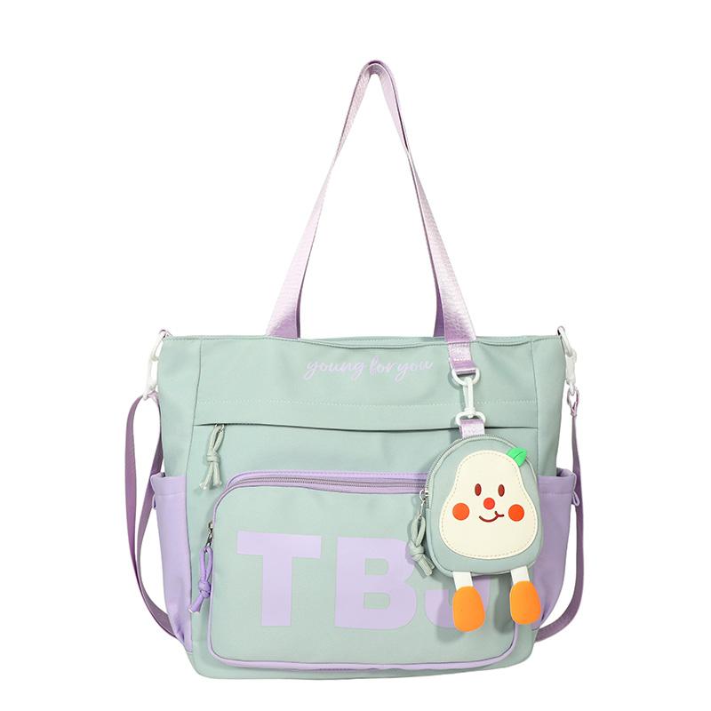 

Large Capacity Tote Bag Color Block Women s Crossbody Bag Junior High School Students Shoulder Bag фіолетовий/зелений