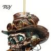 Festive Auto Interior Accessory Halloween Skull Car Hanging Ornament, 2D Flat Acrylic Rearview Skeleton Pendant Mirror Decor, Spooky