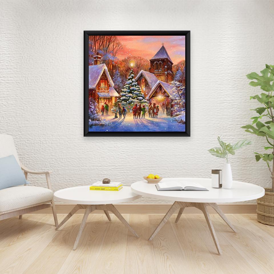 Zimní sníh Scenic Diy 5D Diamantová malba Celokulatý vrták Krajina Diamantové vyšívání Sady křížkového stehu Nástěnné umění Domácí dekorace