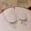 Dopamine Colorful Beaded Star Pendant Necklace & Bracelet Set for Women - Versatile, Trendy, and Stylish.