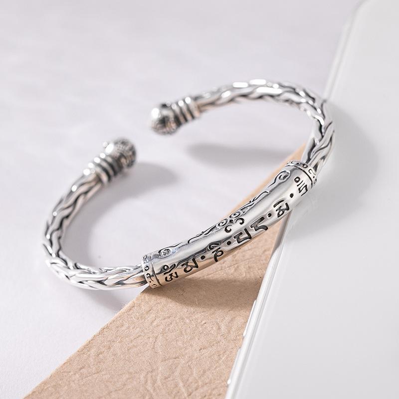 Korean Style Cable Knit Floral Sanskrit Bracelet - Women s Retro Fashion Hip Hop Jewelry
