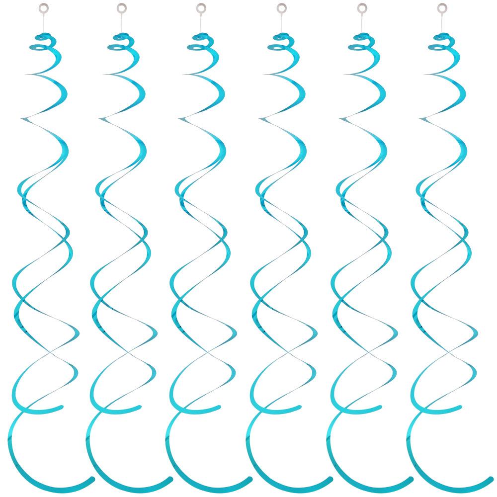 6PCS Spiral Pendant Party Streamers Hanging Plastic Streamer Spiral Pendant Twin Tail Party Ceiling Foil Swirl Decorations