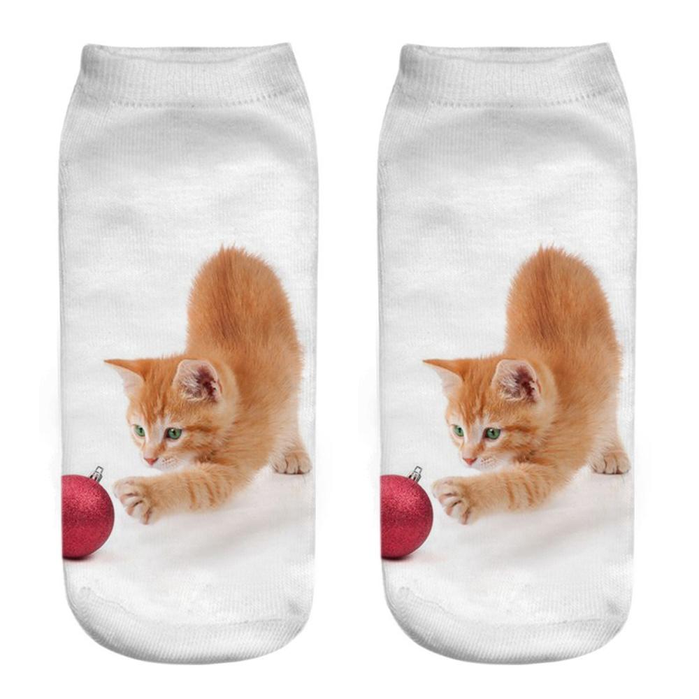 New  3D Print Funny Cute Cartoon Kitten Unisex Short Socks Creative Colorful Multiple Cat Happy Low Ankle Socks For Women