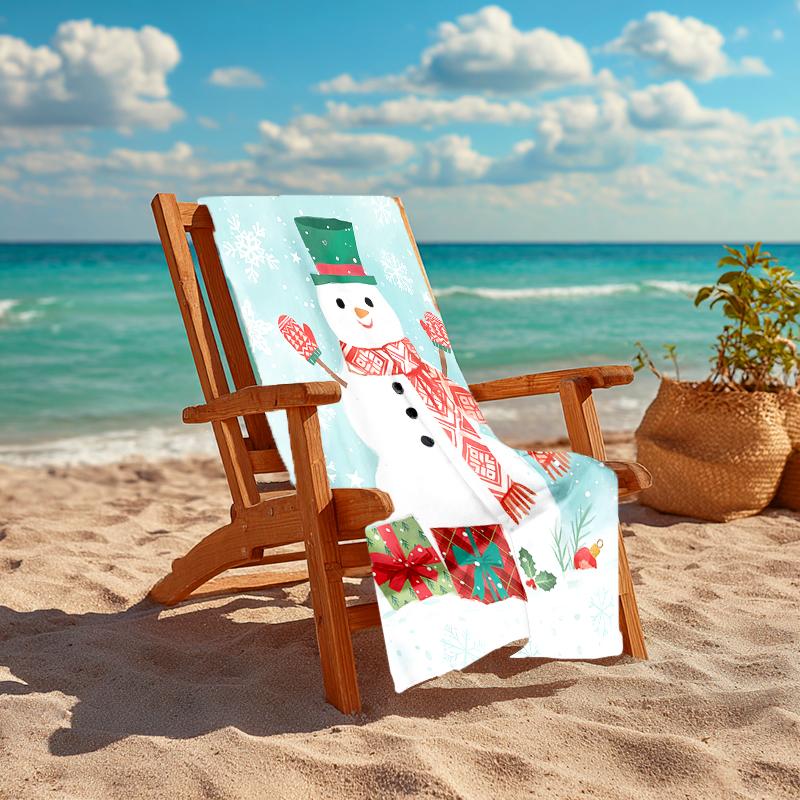 Ultra-Soft Beach Towel with Christmas Snowman Theme,Ideal for Pool - Camping, Diving - Perfect Travel Essential, Vibrant Beach Towel.
