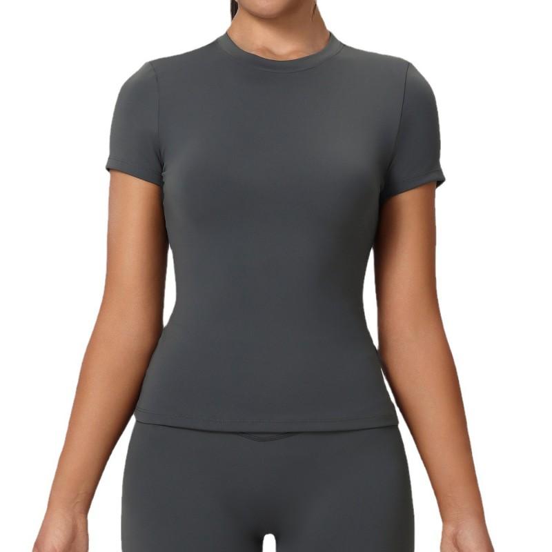 Womens Short Sleeve Workout Tight Top Quick Dry Breathable Running Yoga Gym