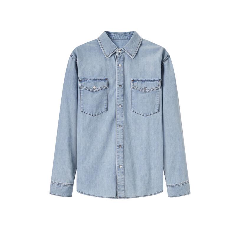JOEONE Men's Light Blue Denim Shirt
