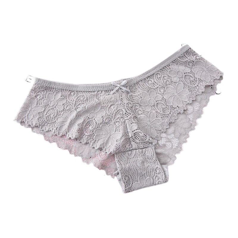 

Plus Nao Full Lace Floral Comfortable Plus Size Gray Women s Hip-Hugging Panties, Print, Fit, Medium,