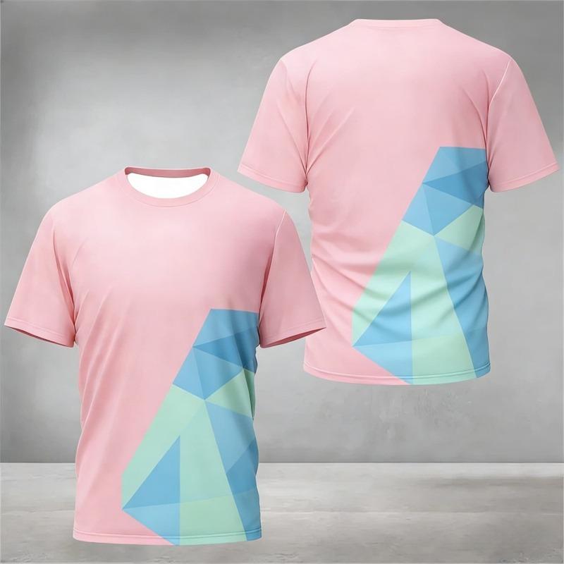 Simple Geometric Graphic Training T Shirts For Men Summer Fashion Outdoor Running Badminton T-shirts Loose Breathable Sports Tee