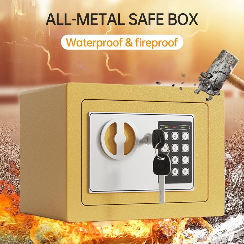 Home Safes Fireproof Waterproof Box + Document Bag with Coin Slot Keypad Digital Home Security for Documents Money Gold Jewelry