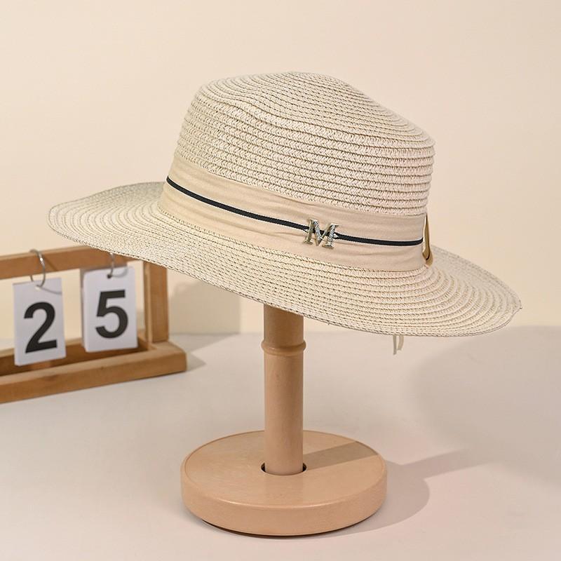 French Hat, Women's Summer Hat, Large Brim, Beach Sunscreen, Sunshade, Straw Hat, Versatile Flat Top Sun Hat