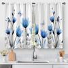 Floral Vintage Flower Kitchen Curtains Rustic Blue Tulip Farmhouse Short Cafe Tier Curtains Decor For  Rod Pocket Window Drapes
