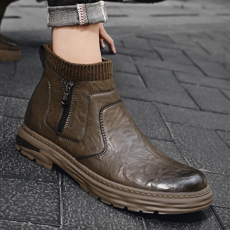 Herrenstiefel für Herren Chelsea-Stiefel aus Leder, hohe formelle Oxford-Schuhe