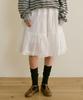Letter From Moon Flower Lace Tiered Midi Skirt (White)