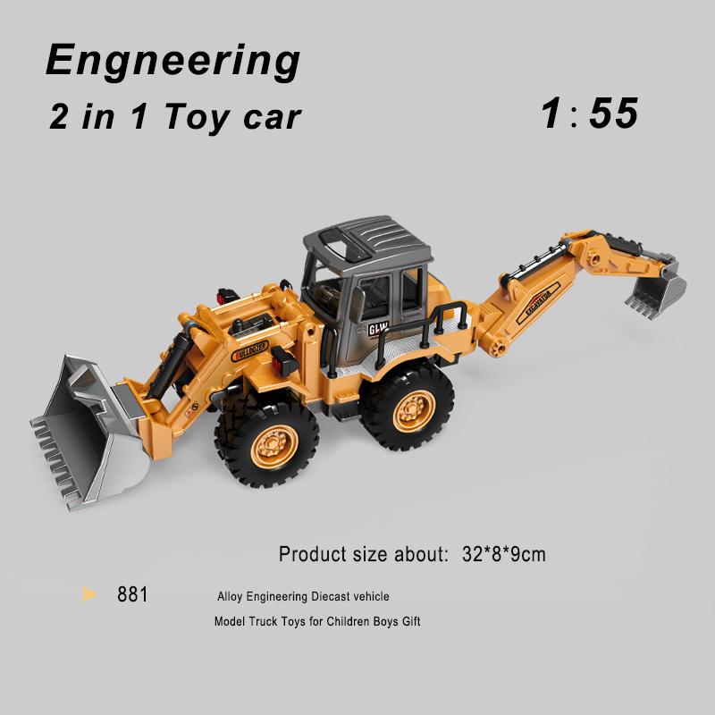 Engineering Diecast Crane Bulldozer Excavator Vehicle Construction Alloy+Plastic Tractor Inertial Model Toys for Children Boys