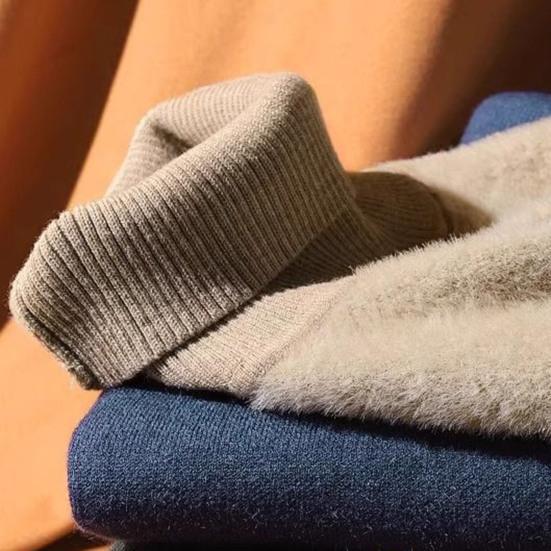 Pánský zesílený rolákový svetr s fleecovou podšívkou, pulovr, hřejivý pletený top s dlouhým rukávem, ležérní volný střih pro domácí kancelář, streetové oblečení