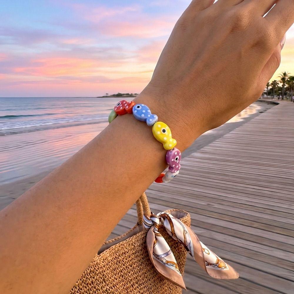 Boho Ceramic Beads Bracelet Beaded Fish Bangle Fashion Bohemian Beach Jewelry Party Jewelry