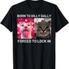 Urodzony do ociągania Zmuszony do zamknięcia T-shirt z memem z kotem(5)