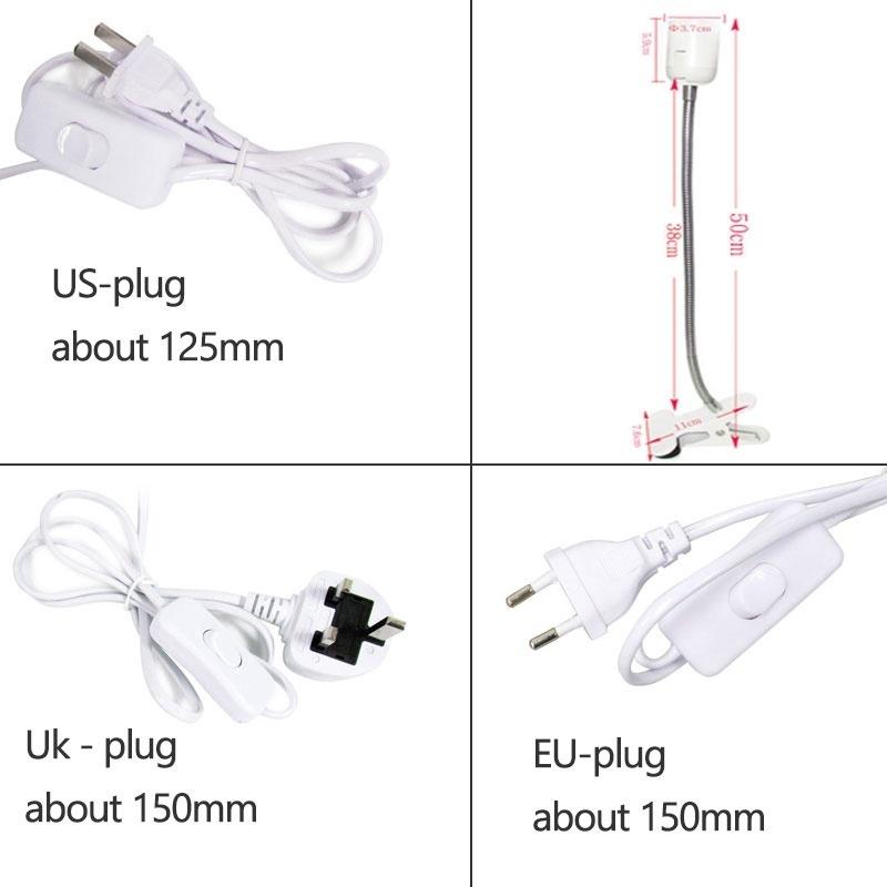E27 400MM Flexible Clip Switch LED Lamp Holder Socket Power Cable