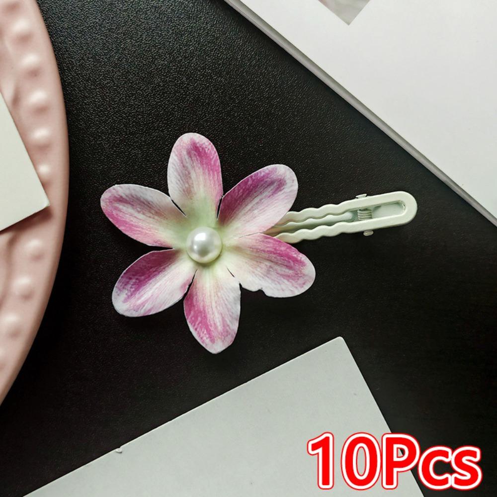10Pcs Multicolor Duckbill Hair Clip Orchid Floral Hair Clip Gifts Side Bangs Clip Hair Accessory