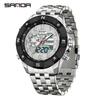 SANDA Dual Display Electronic Watch - Cool Business Waterproof Wristwatch with Live Broadcast, Teenager Alarm Clock Feature.
