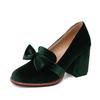 Fashion Fashion High Heels Women Pumps Shoes Spring Elegant Flock Red Green Black Heeled Bow Party Wedding Shoes Female Large Size 33-48