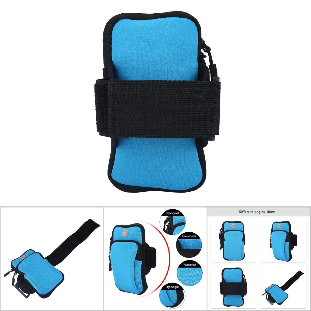 Outdoor Sport Running Jogging Exercise Gym Arm Wrist Pouch Armband Phone Case Bag Blue