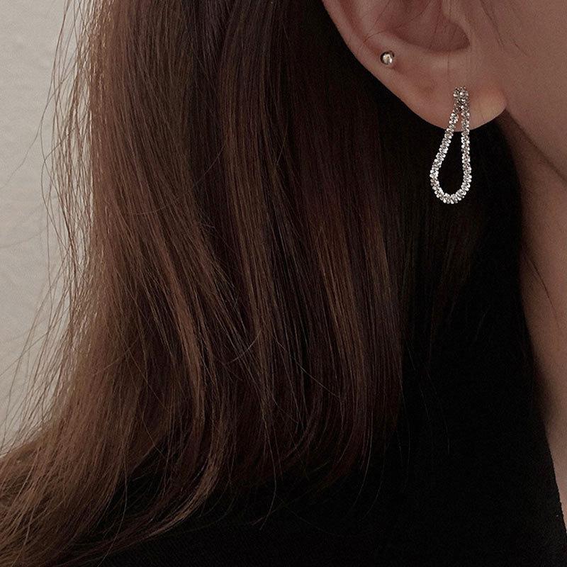 925 Sterling Silver Gypsophila Sparkling Drop Earrings Temperament Women Ear Line Long Earrings Fashion Jewelry for Wedding Gift