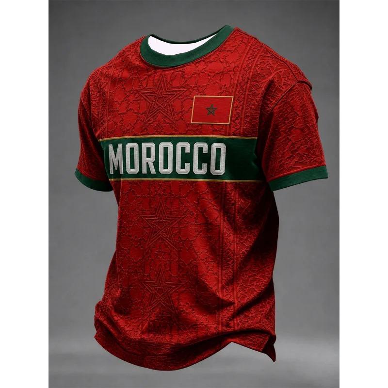 2026 New Moroccan Themed Family Matching T-shirt Summer Moroccan Football T-shirt Classic Short Sleeved Breathable T-shirt S