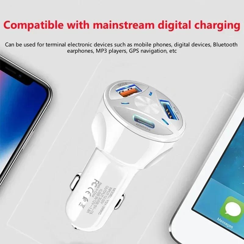 Hot Selling One To Three Car Charger, Cigarette Lighter, Super Fast Charging, Dual USB+PD Interface Car Charging Head