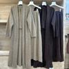 Korean Version Knitted Suit Women's Autumn and Winter Lazy Wind Knitted Cardigan Neck Vest Skirt Three-piece Set