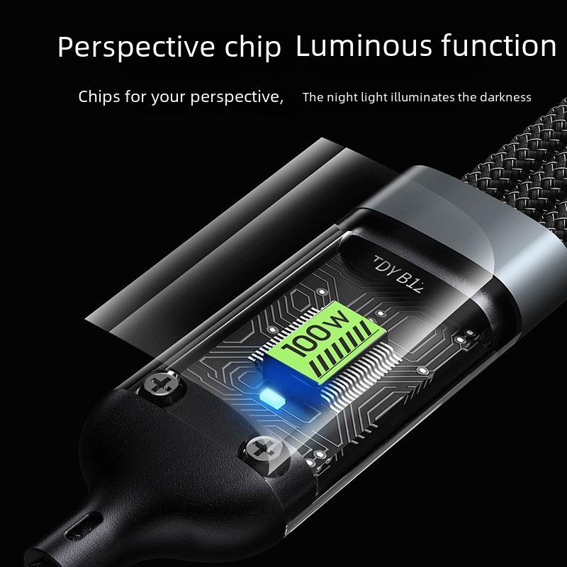 Jike 100W Transparent 3-in-1 Smart Flash Charging Cable