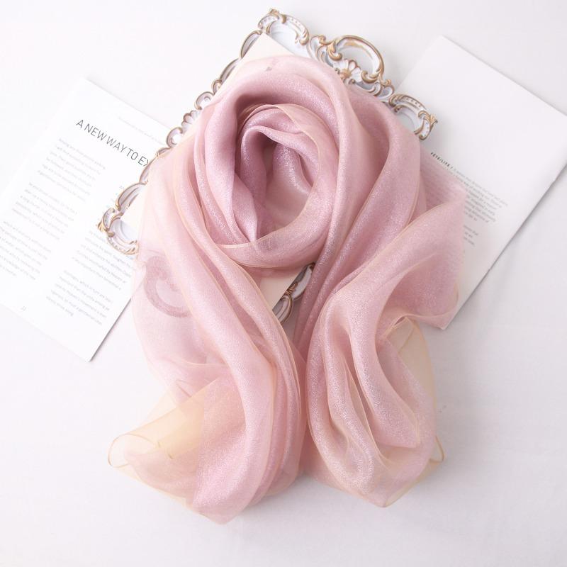 Mary Spring and autumn solid color silk scarf, double-layer gold silk, versatile long cheongsam, organza shawl, women's scarf