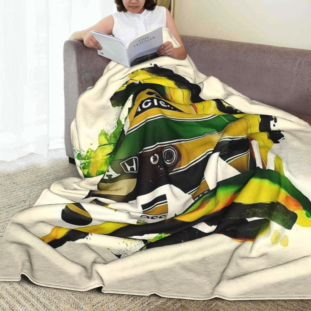 Flanelová deka Ayrton Senna 1991 Helma Závodní Teplé plyšové deky Měkké povlečení pro postel Obývací pokoj Domov Cestování Pohovka