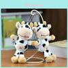 Lovable White Cow Keychain Plush Short Plush Toy For Backpack Charm