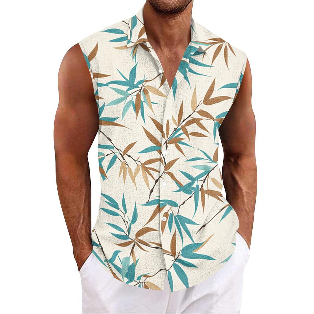 Men's Hawaiian Lapel Button-down Shirt T-shirt Top