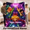 Custom Name Totally Spies Flannel Throw Blanket Personalized Text Soft Blanket Bed Sofa Gift