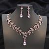 Queen Bridal Jewelry Sets for Women Pink Tiara Wedding dress Crown With Necklace Earring Set Party Birthday Costume Accessories