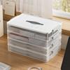 Clear PET Desktop File Organizer Box A4 Documents Certificates Office Home Storage Stackable With Lid