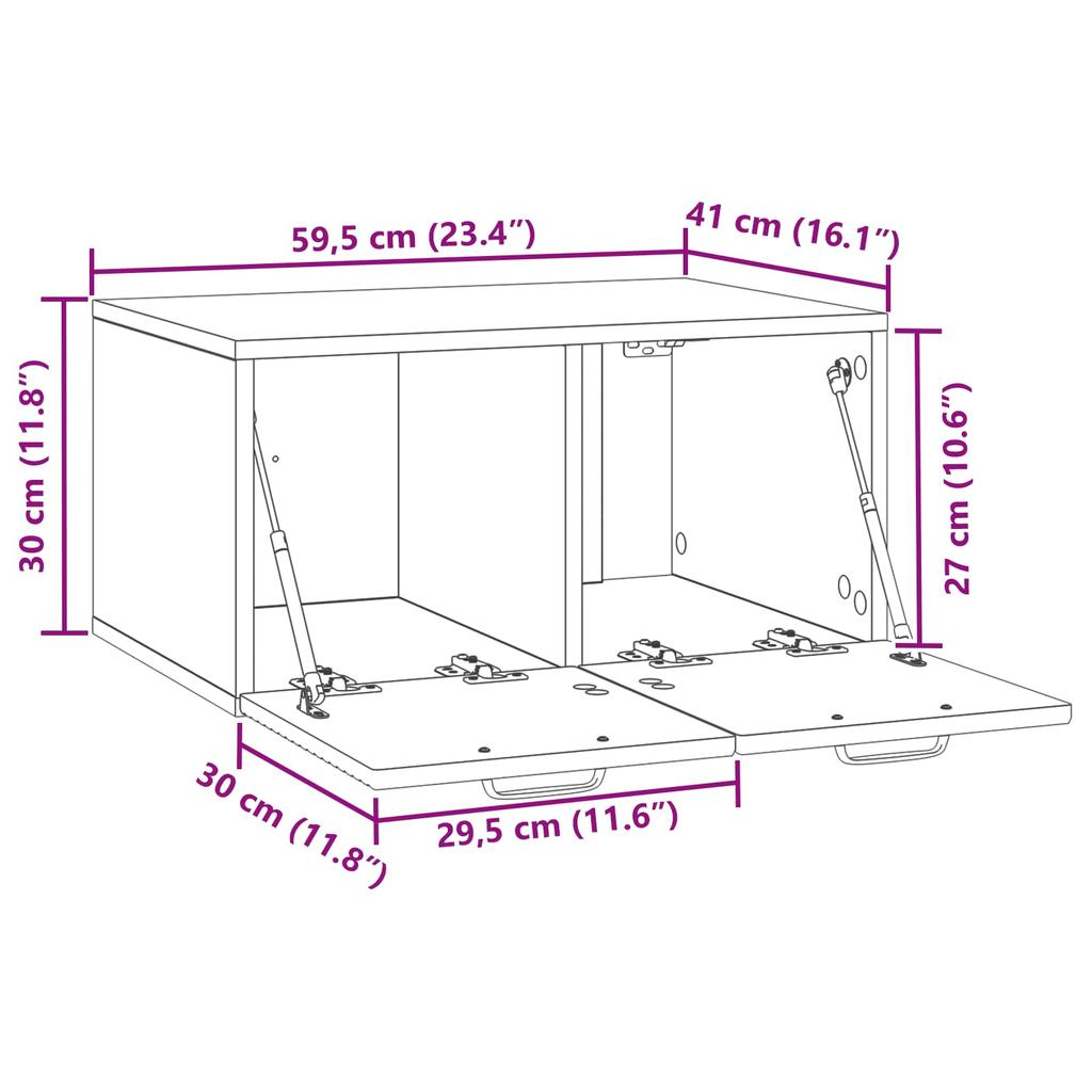 Wall Mounted TV Cabinet White 59.5 x 41 x 30 cm Particleboard