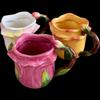 Cartoon Style Exquisite Coffee Mug Romantic Painted Rose Ceramic Coffee Mug Home Breakfast Milk Oatmeal Cup for Women Office Mug