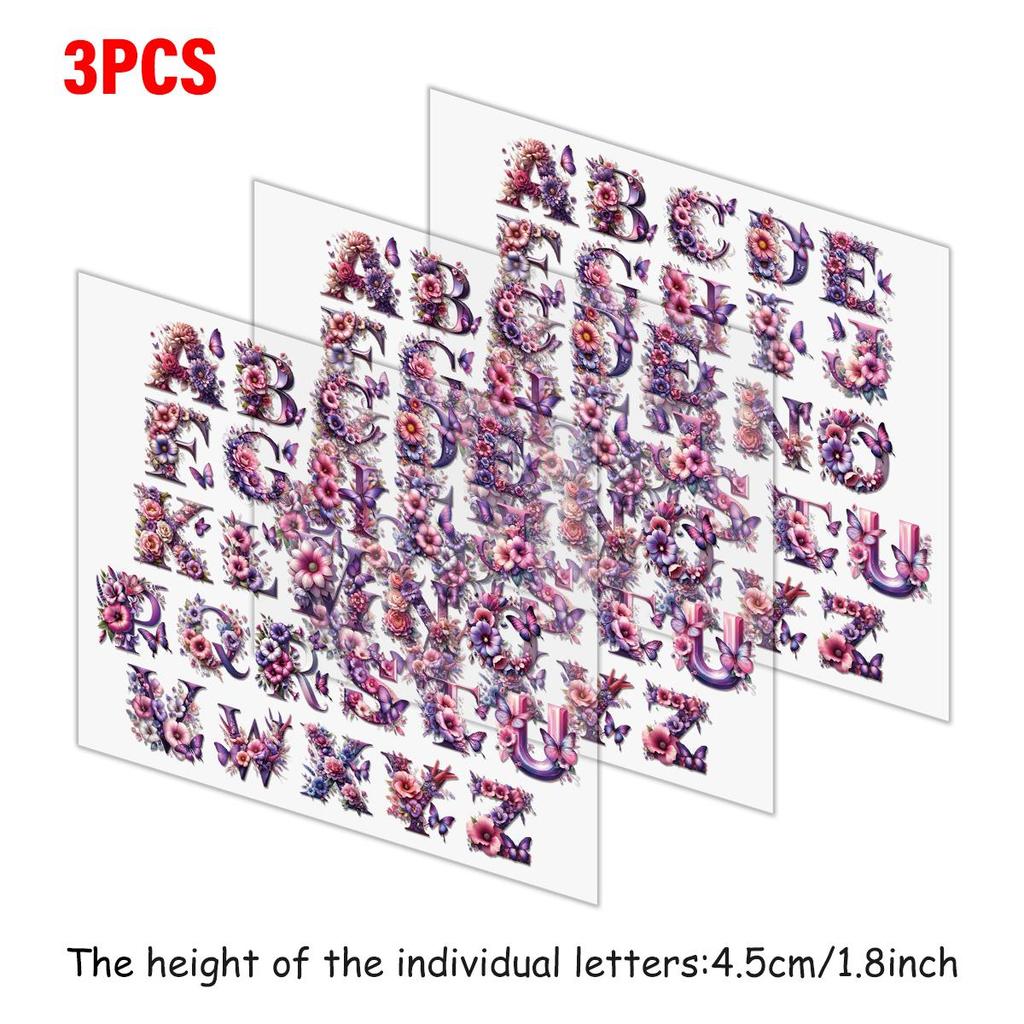 A-Z Flower Letter Heat Transfer Stickers, Suitable for Clothing, Easy-to-cut Clothing Stickers, DIY Heat-sensitive Stickers