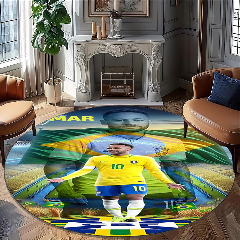 1pc Neymar15 Carpet, Round Rug, Comfortable, Suitable for Entryways, Living Rooms, Office, And Bedrooms, Christmas Decoration