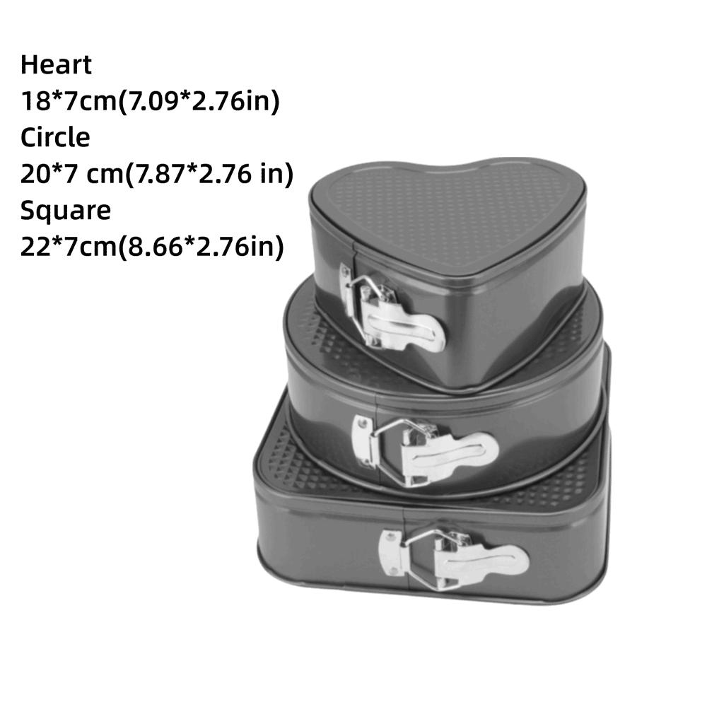 3pcs Carbon Steel Springform Pan Set Removable Bottom Cheesecake Pan Set Cheesecake Pizza Bread 18-20-22cm