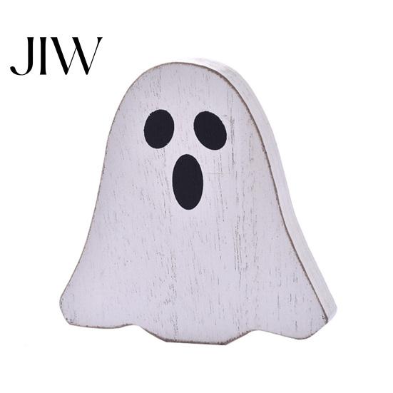 Halloween Party Centerpieces Table Sign, Wooden Pumpkin Ghost Bat Block Rustic Showcase Displays Tiered Tray Ornament for Tabletop Home Office Indoor